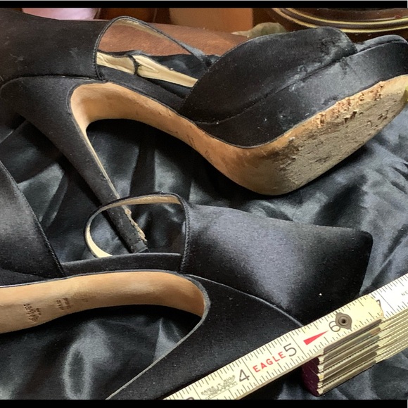 Authentic EUC YSL Black Satin Peep Toe Pumps - Picture 10 of 13